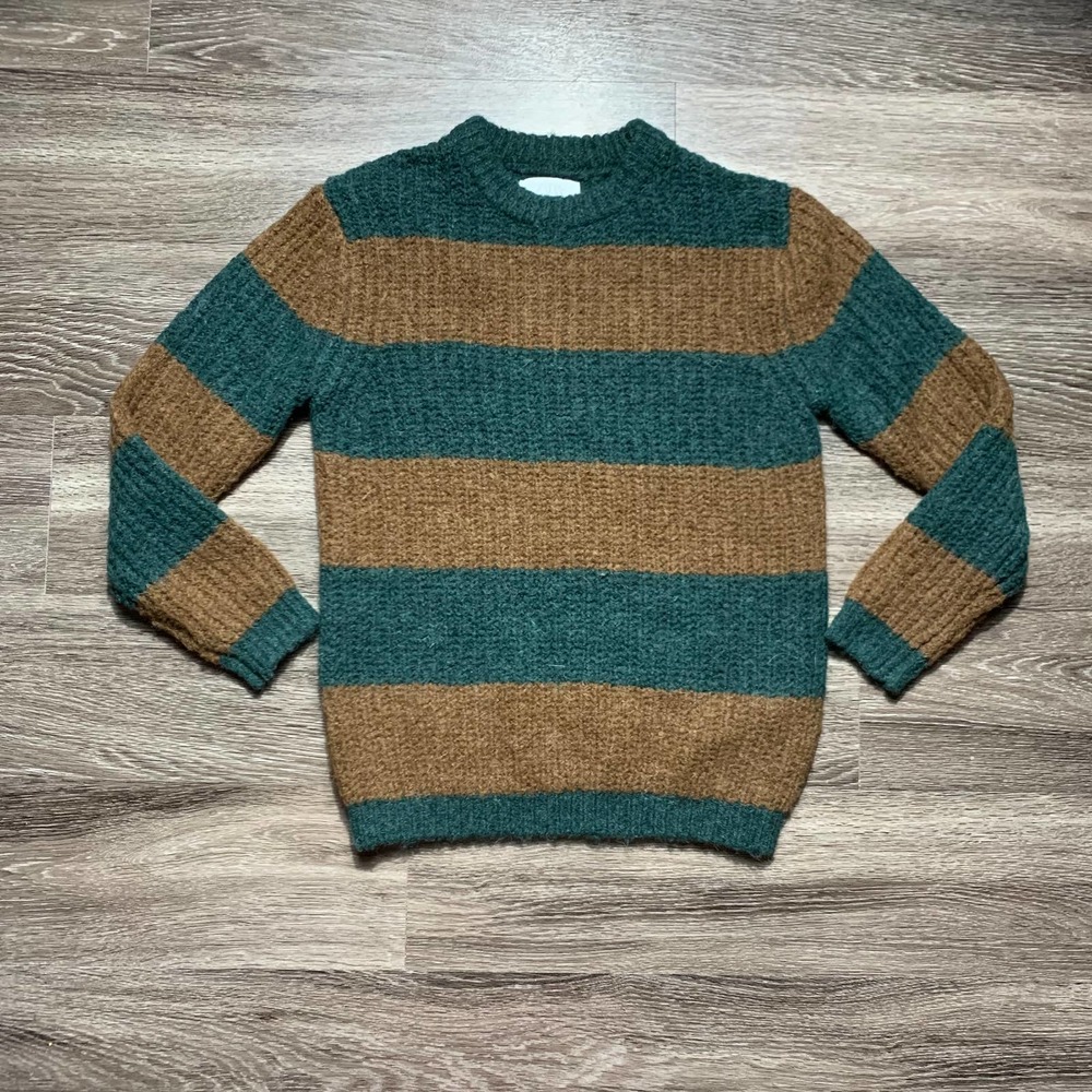 Zara Boys Brown Green Knit Pullover Sweater Sz 10